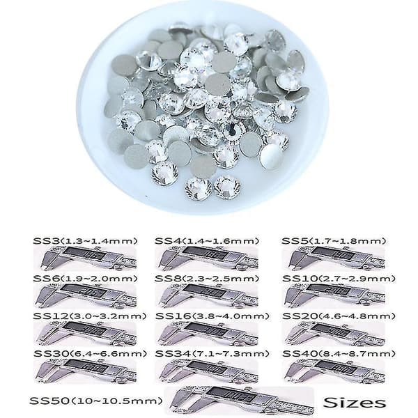 200 st Bulkpaket Rhinestones SS3 SS20 Nageldekor