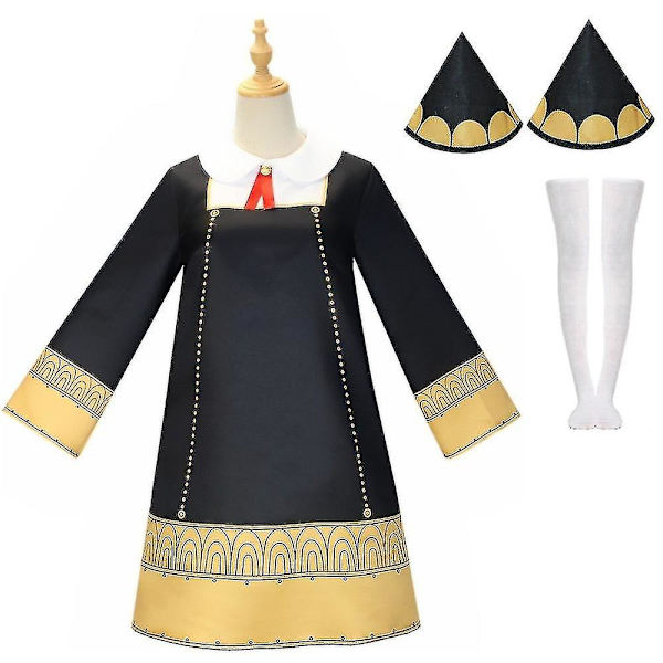 Spy X Family Anime Anya Forger Kostume Fancy Up Tøj Med Strømper Hovedbeklædning Anya Roleplay Outfit S