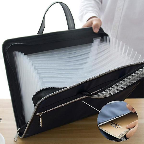 Vattentät Canvas Förvaringsmapp Bärbar Portfölj Flera Lager Insatsmapp Black Shape1