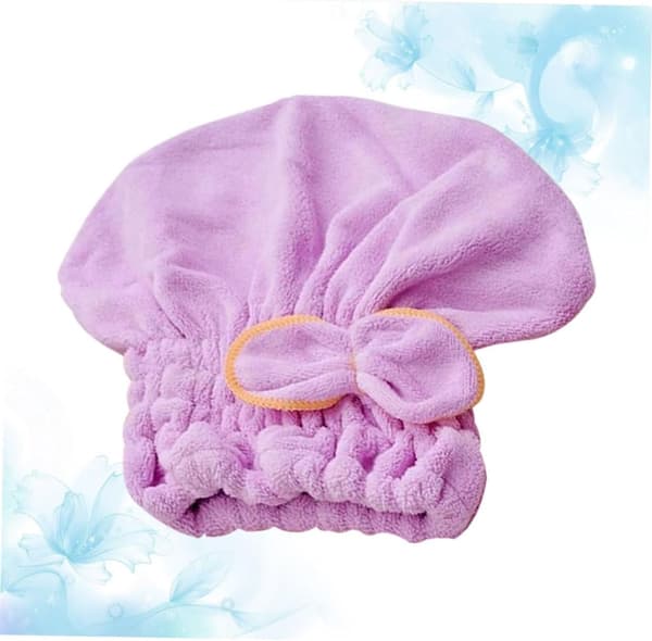 Mikrofiber Hårtørringshætte Sløjfe, Lilla Elastisk Hurtigtørrende Hårturban til Kvinder og Piger