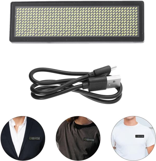 Uppladdningsbar LED-namnskylt USB-kabel, programmerbar rullande meddelandedisplay
