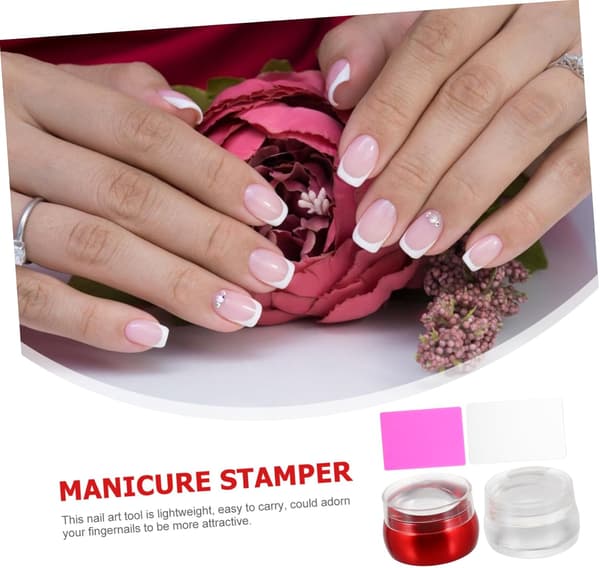 2 sæt silikonestempel til neglekunststempler inkluderer manicureværktøjer silikonestempelværktøj