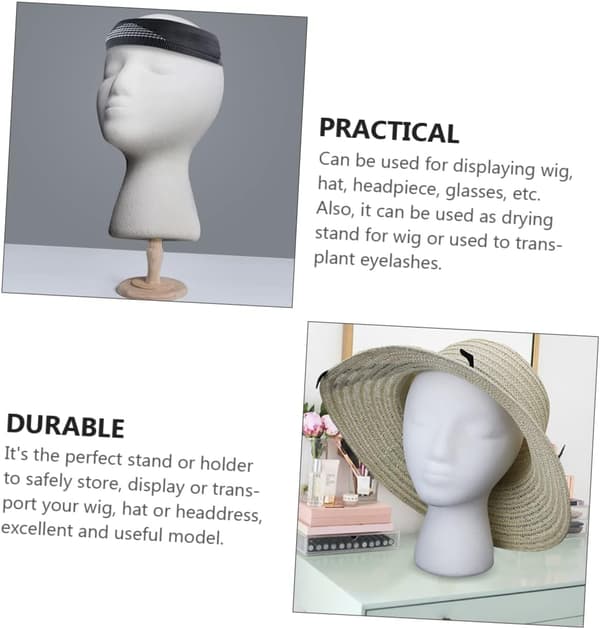 2 stk Profesjonell Mannequin Hode Kvinner Parykk Hode Modell Parykk Display Hatt Stativ Hårtilbehør