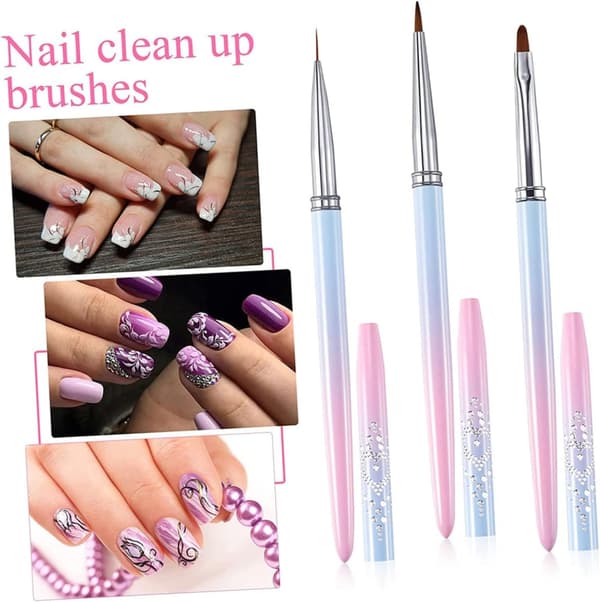 3 st nagelkonstpennor borstfoder professionella manikyrverktyg för nagelkonst DIY-tillbehör