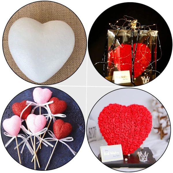 14 stk. Hjerteformede ornamenter i skum til dekorasjoner for brudedusj, DIY-håndverk, bryllupsgaver til gjester