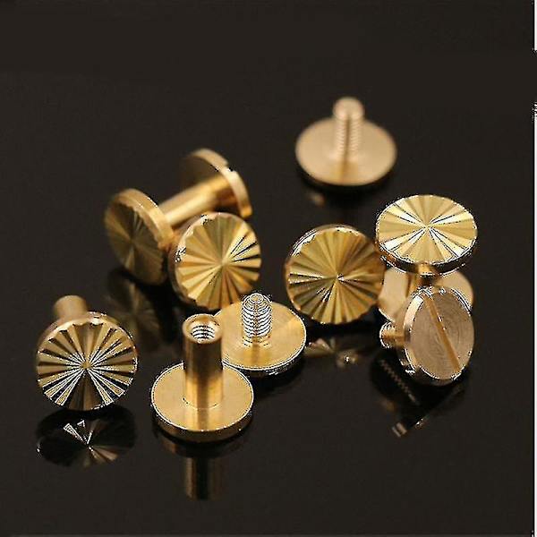 10 st Solida Mässingsolroskruvar Stud Platta Fäste Bälte Sele Spik Nitar Läderhantverk Diy (10x4x10mm)