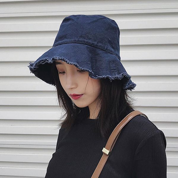 Bucket Hat med kant i skogstil, lette sommerhatter Navy blue