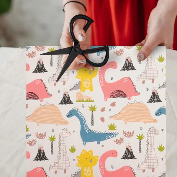 8 stk. dinosaurtrykte bomullsstoffpaneler 25x25cm Quilting Craft Bundle