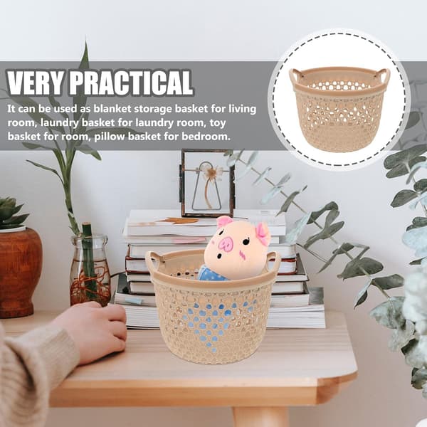 Dekorativ Vævet Kurv Multifunktionel Organizer Stor Kapacitet Kaffe Pp Materiale Elegant Opbevaringskurv