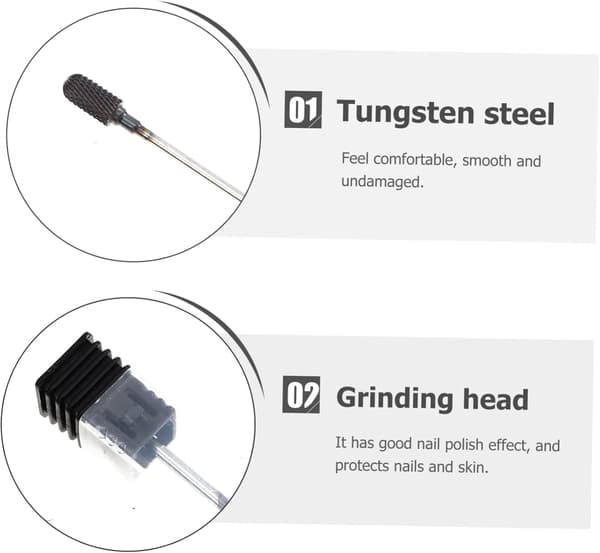 Wolframcarbid neglekunst borebits 5-i-1 manicure filbit sæt sorte cylindriske slibehoveder