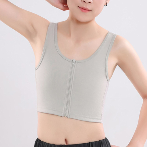 Kvindes Brystbinder Stærk Elastisk Bånd Tanktop Shapewear Åndbar Toppe Til Tomboy Trans Lesbisk Gray
