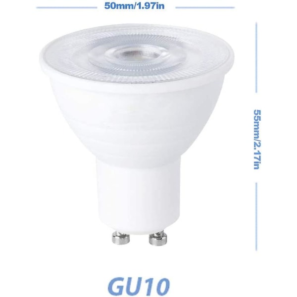 12-pack GU10 LED-lampor 6W 220-240V, Varmvit 3000K, 600lm, Ersättning