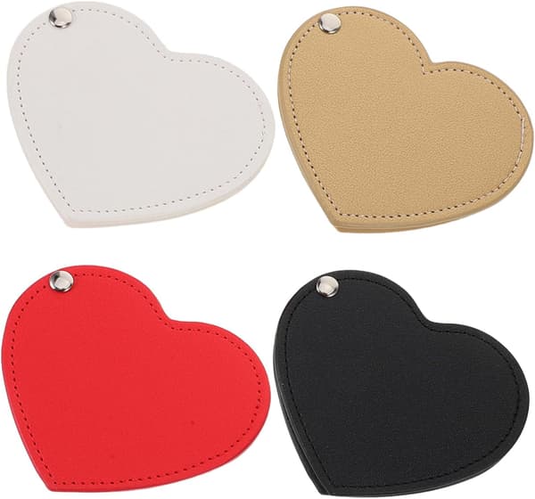 4 stk. Mini Roterende Makeupspejl Hjerteformede Pungespejle til Kvinder Rustfrit Stål til Makeupapplikation på Farten