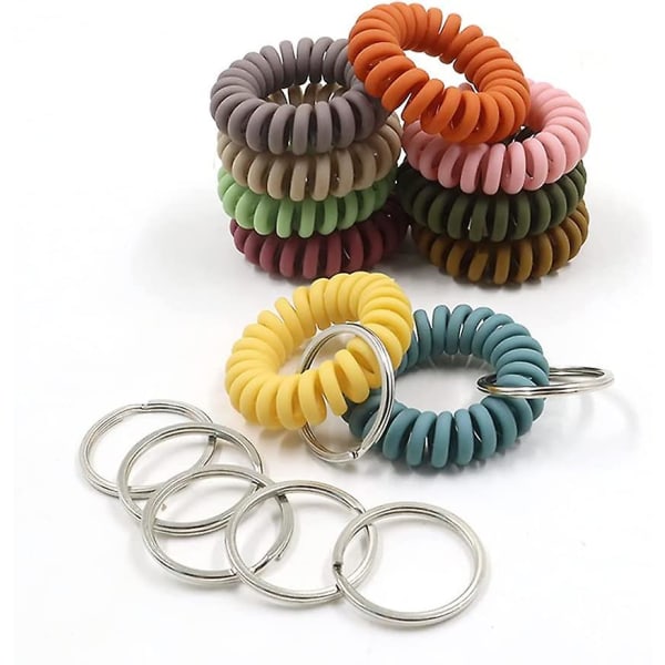 20 Pcs Lmell Mix Wrist Keychain, Flexible Spiral Coil