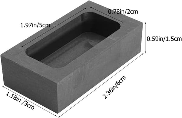 Grafittblokkform og smeltegullverktøy for smykkerstøping, middels 60x30x15mm solid grafittform