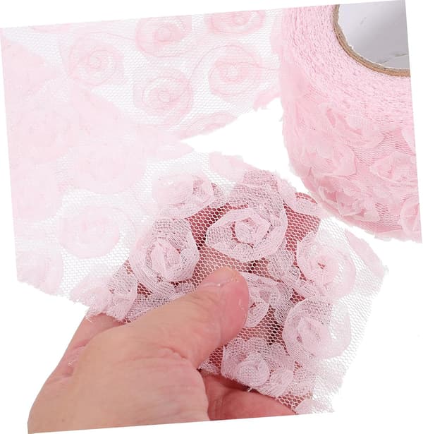 Brodert gasbindstoff for DIY-håndverk, delikat blomsterstofftilbehør