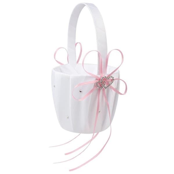 Bröllopsblomkorg, blomsterflickekorg, blomsterflickepresenter Dubbla blomsterflickepresenter Hjärta