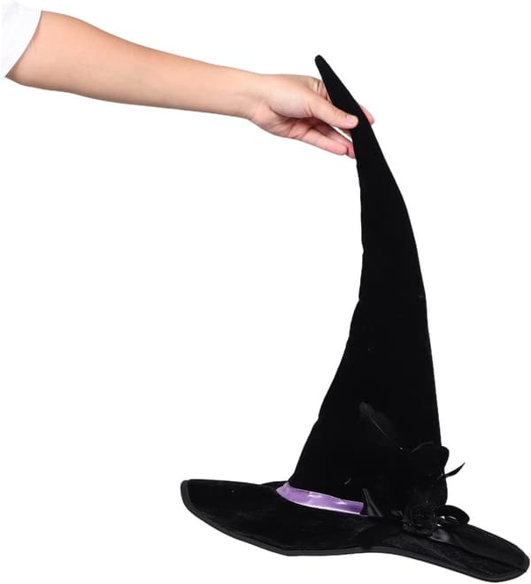 Halloweenhat til kvinder og mænd, sort troldmandskostume tilbehør