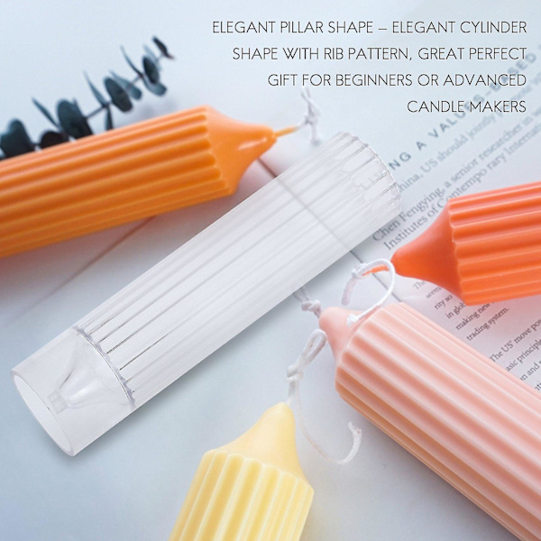 Søjlelysform Cylinder Rib Plastlysforme 6 Tommer Til Lysfremstilling DIY Håndlavede Lys