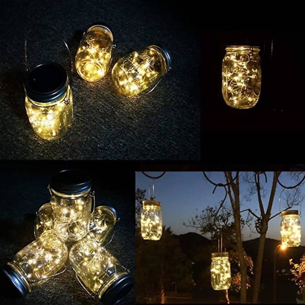 Ulkovalaistus Solar String Light 20 LED:tä Solar Mason Jar Lid Set