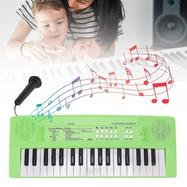 Elektronisk Klaver Keyboard Børn 37 Taster Keyboard Klaver Uddannelsesmæssigt Legetøj Med Mikrofon Gul Green