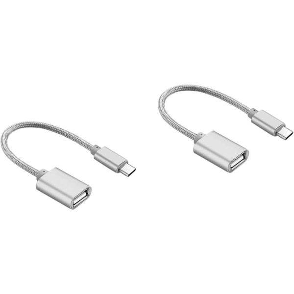 2 stk. OTG-kabel Type-C til USB 2.0 Koble til Adapter USB-adapter for Type-C-enheter