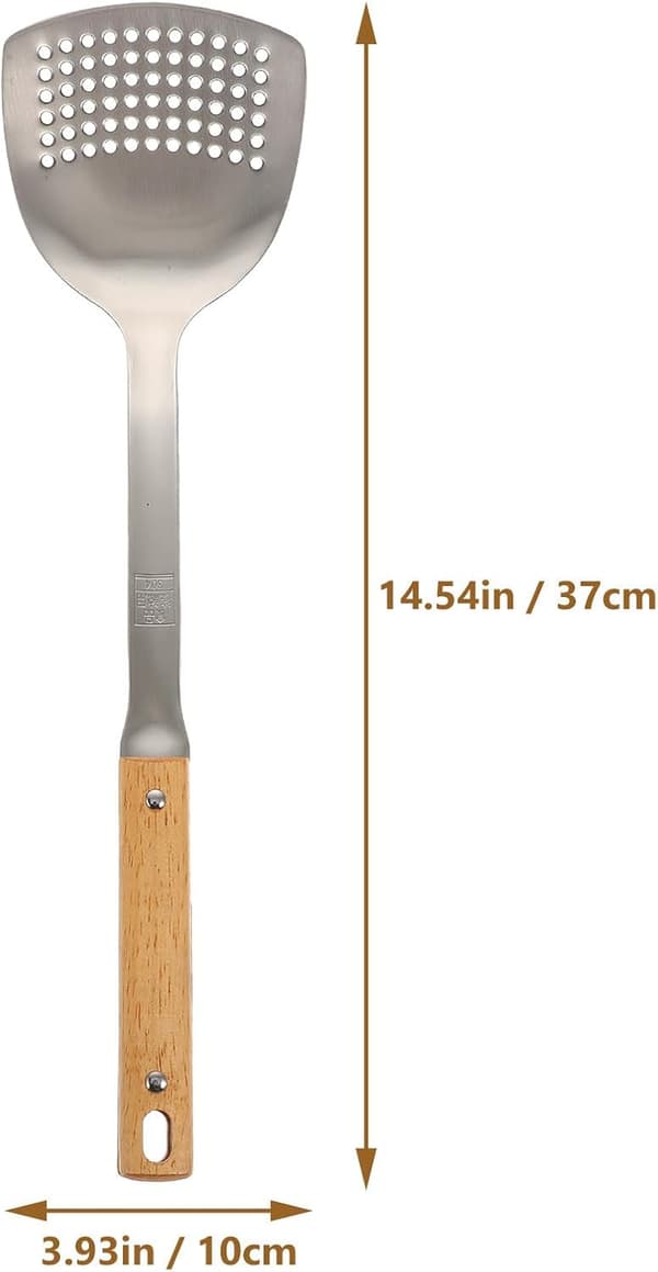 Wokspatel i rustfritt stål, stekespade, ergonomisk utformet