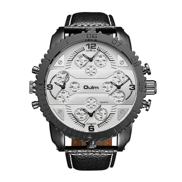 Olum 3233 Men 4 Time Zone Läderrem Quartz Watch