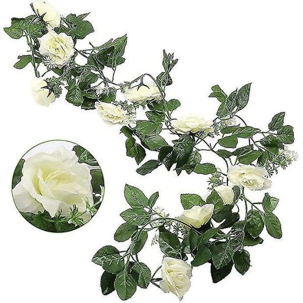 2 stk Rose Vine Kunstige Rose Blomster Vines 10 Hoder