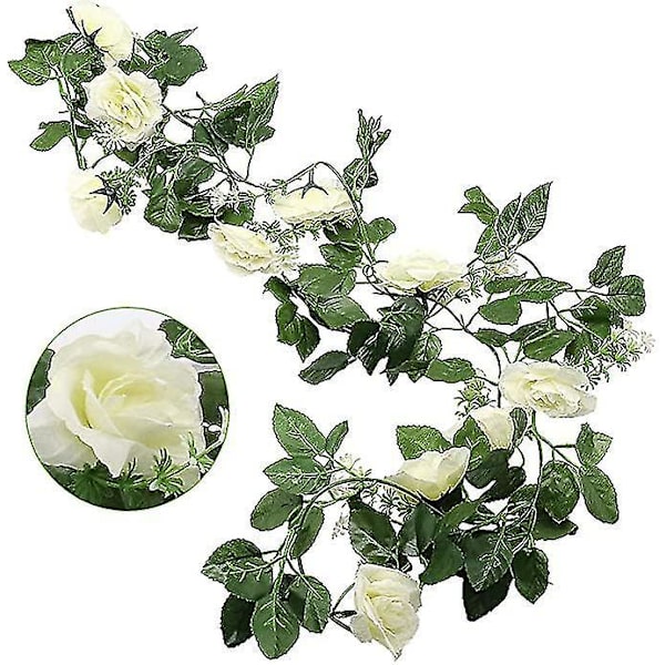 2 stk. Rose Vine Kunstige Rose Blomster Vines 10 Hoveder