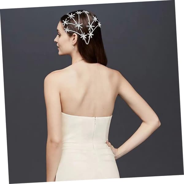 Stjernedekor Brudekrone Tiara Elegant Rhinestone Bryllupshodeplagg Hårpynt