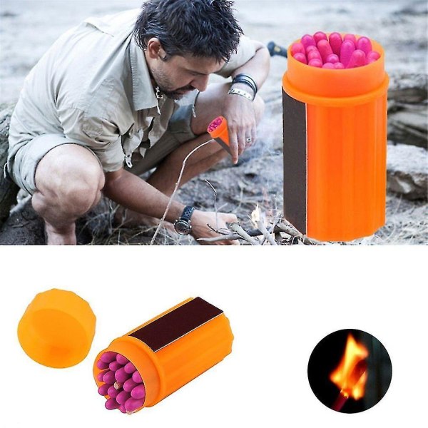 Stormproof Waterproof Matches Kit Orange Case 20 fyrstikker