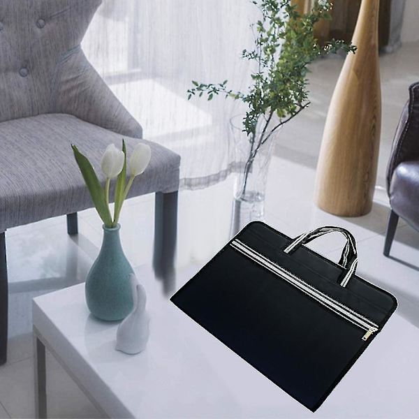 Vattentät Canvas Förvaringsmapp Bärbar Portfölj Flera Lager Insatsmapp Black Shape1