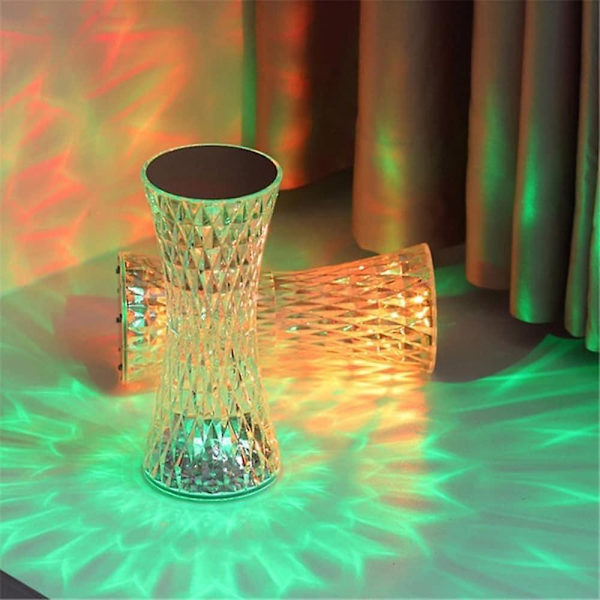 Krystal Lampe 16 Farver Rgb Natlampe Berøringsfølsom Romantisk Led Rose