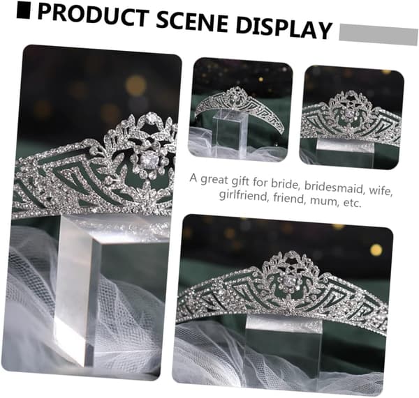 Rhinestone krone elegant tiara dekor bryllup brud hodeplagg sølv rhinestones elegant krone hodeplagg