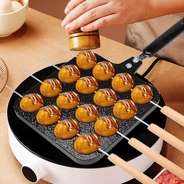 16 Huller Aluminium Takoyaki Maker Grillpande Blækspruttebold Plade Hjemmemadlavning Bageformer Form Bakke Ba