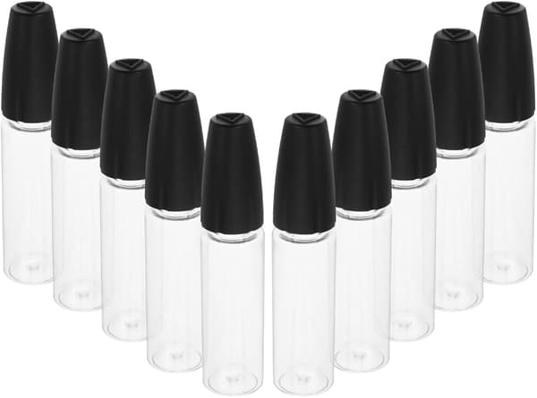 10 st 15 ml plastdroppflaskor med svarta lock, precisionsspetsapplikator för mekanisk olja