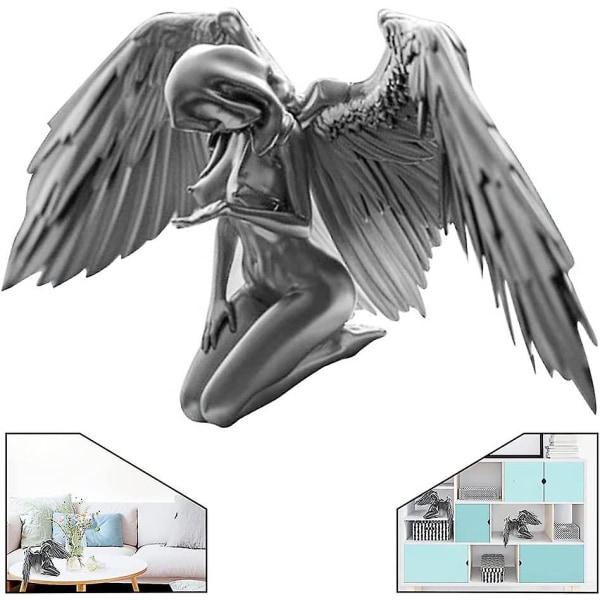 Desktop Resin Ornament Kvinne Angel Wings Kneende Skulptur Bord Statue dekorasjon.