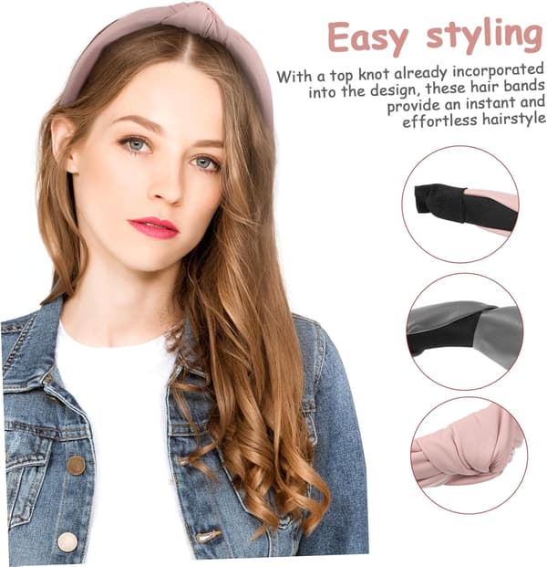 2 stk. Top Knot Hårbånd Brede Boho Håraccessories til Kvinder og Piger Styling Spa Hudpleje Ansigtsvask