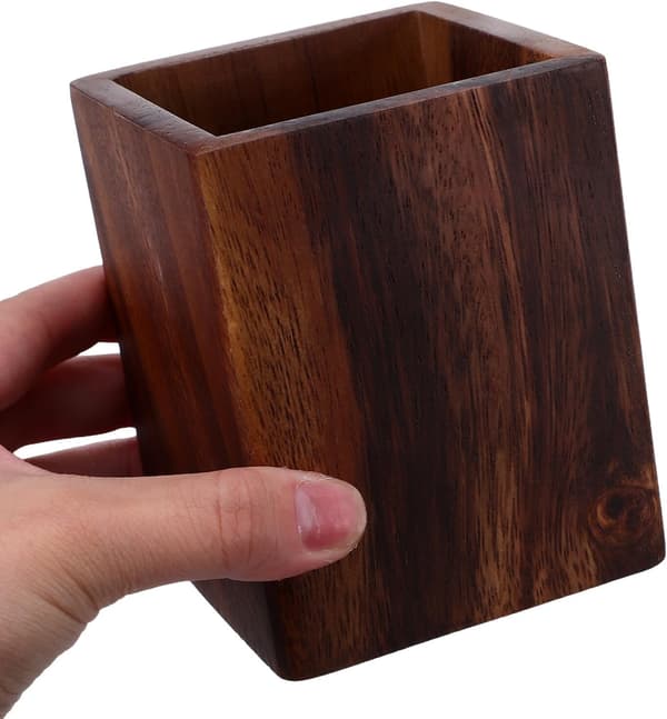 Valnøtt Pennholder Kopper Tre Skrivesaker Beholder for Skrivebord Rustikk Organizer
