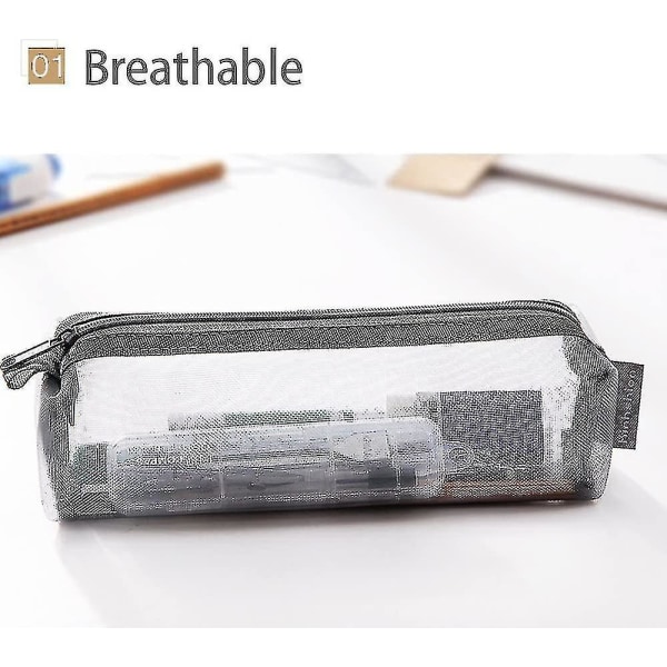 Mesh Pennetaske Blyantsæske Makeuptaske Opbevaringspung Pung