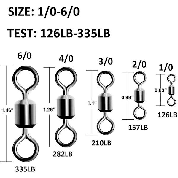 40 st Rullande Fiske-Swivels med Solida Ringar Fiske-Linje till Krokstift Swivels Koppling Karpfiske