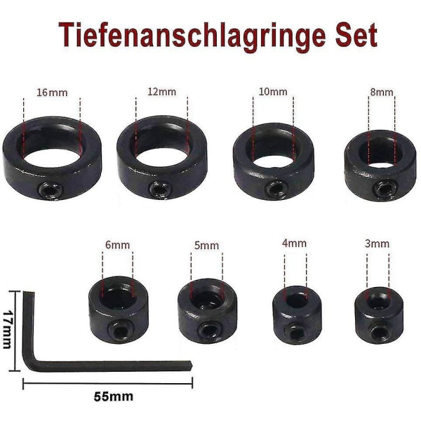 Drill Dybde Stop 8 Stk Dybde Stop Drill Bit Positioner Ring Collar Ring Positioner