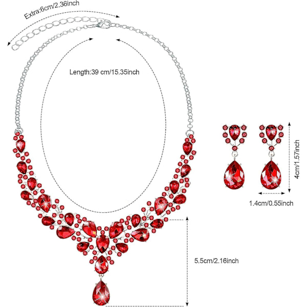 Bröllopsset med Tårdroppsformade Kristaller för Kvinnor - Halsband & Örhängen