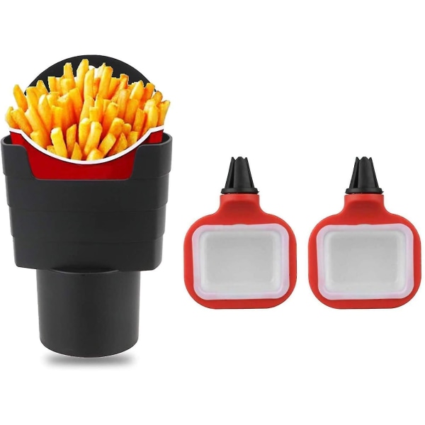 2 stk Dip Clip Sausholder i bilen og ett sett med pommes frites koppholder, bil