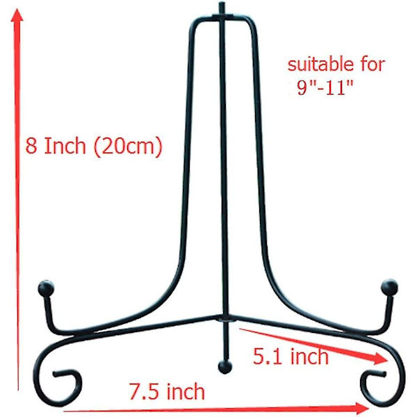 2 Pak Iron Display Stativ, Sort Jern Staffeli Plade Display Fotoholder Stativ, Viser Billedrammer, Dekorative Tallerkener, Tablets Og Kunst 4 Tommer 8 inch