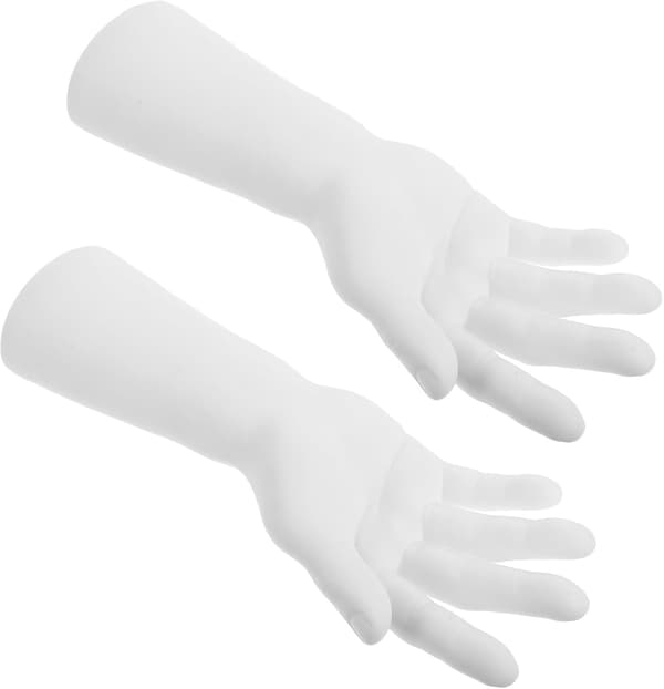 2 st vit manlig skyltdocka hand display stativ plast smyckeshållare