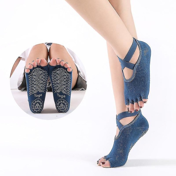 Hylaea Yoga sokker til kvinder med greb Skridsikre, tåløse halvtå sokker