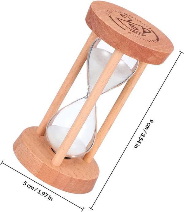 2 st 5-minuters vit sandtimer i glas med träram
