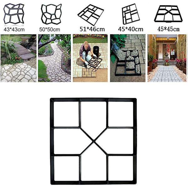 Betongplattform Gjutform Plastbeläggning Återanvändbar Stigen Maker Trädgårdsstig DIY Patio Uppfart Trottoar Form